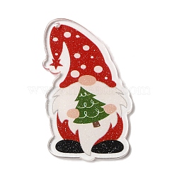 Printed Christmas Theme Acrylic Pendants, Santa Claus, 54x31x2mm, Hole: 1.8mm(OACR-L018-10G)