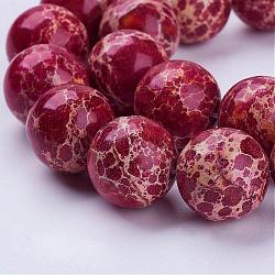 Natural Imperial Jasper Bead Strands, Dyed, Round, Indian Red, 18mm, Hole: 1mm, about 22pcs/strand, 15.4 inch(39.2cm)(G-G649-18mm-04)