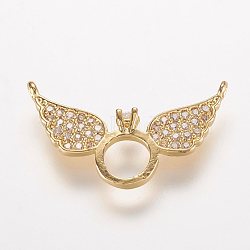 Brass Micro Pave Cubic Zirconia Pendants, Angel, Golden, 12x21x2mm, Hole: 1mm(ZIRC-K061-13G)