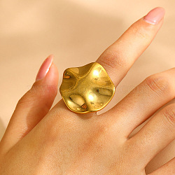 Flat Round Stainless Steel Open Cuff Rings for Women, Golden, Inner Diameter: Adjustable(WH-WG78B3E-01)