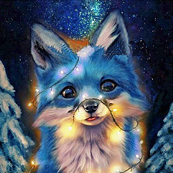 DIY 5D Animals Fox Pattern Canvas Diamond Painting Kits, with Resin Rhinestones, Sticky Pen, Tray Plate, Glue Clay, for Home Wall Decor Full Drill Diamond Art Gift, Fox Pattern, 35x35x0.03cm(DIY-C021-06)