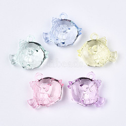 Transparent Acrylic Pendants, Fish, Mixed Color, 33x38x17mm, Hole: 4mm, about 60pcs/500g.(TACR-T005-24)