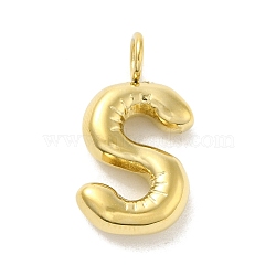 Ion Plating(IP) 304 Stainless Steel Pendants, Real 14K Gold Plated, Balloon Letter Charms, Bubble Puff Initial Charms, Letter S, 24x13x5mm, Hole: 4mm(STAS-K263-47G-S)