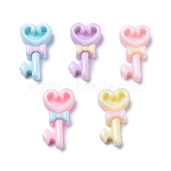 Opaque Cute Resin Decoden Cabochons, Mixed Color, Key with Bowknot, 14x8x4mm(RESI-B024-03F)