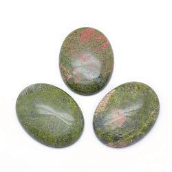 Natural Unakite Cabochons, Oval, 40x30x7.5~8mm(G-P393-I07)