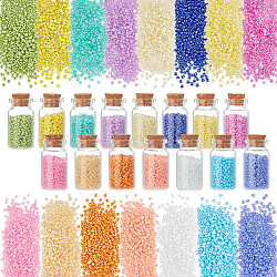 Elite 9990Pcs 15 Style Glass Seed Beads, Round, Mixed Color, 2mm, Hole: 1mm, 666pcs/style(SEED-PH0001-40)