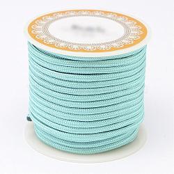 Braided Polyester Cords, Round, Pale Turquoise, 3mm, about 8.74 yards(8m)/roll(OCOR-D005-15)
