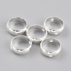 Brass Beads Frames, Long-Lasting Plated, Round Ring, 925 Sterling Silver Plated, 8x2.5mm, Hole: 1mm(X-KK-O133-014B-S)