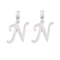 Rack Plating Eco-Friendly Brass Letter Pendants, Real Platinum Long-Lasting Plated, Cadmium Free & Lead Free, Letter.N, 16.5x13.5x1.5mm, Hole: 6.5x3.3mm(KK-K265-02P-N)