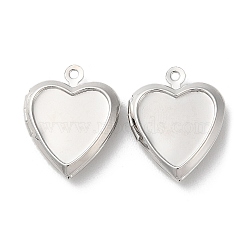 Rack Plating Brass Locket Pendants, Long-Lasting Plated, Heart, Platinum, 21x17x4mm, Hole: 1.5mm(X-KK-G489-03P)