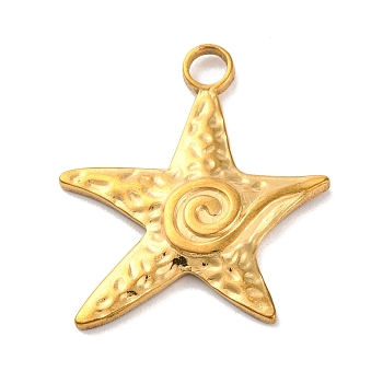 Ocean Theme 304 Stainless Steel Pendants, Real 18K Gold Plated, Starfish, 22.5x20x2.3mm, Hole: 2mm