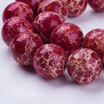 Natural Imperial Jasper Bead Strands, Dyed, Round, Indian Red, 18mm, Hole: 1mm, about 22pcs/strand, 15.4 inch(39.2cm)