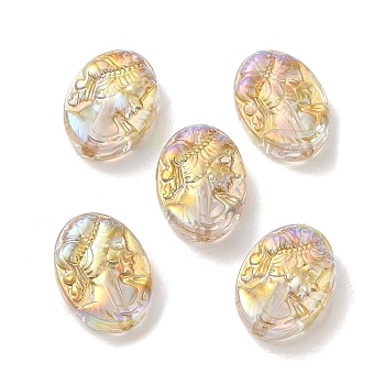 Transparent Resin Beads, Oval with Woman Beads, AB Color, Colorful, 17.5x13x5.5mm, Hole: 1.6mm