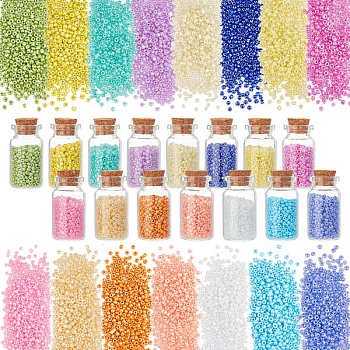 Elite 9990Pcs 15 Style Glass Seed Beads, Round, Mixed Color, 2mm, Hole: 1mm, 666pcs/style