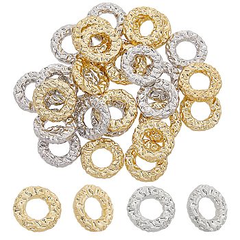 28Pcs 2 Colors Eco-friendly Rack Plating Alloy Linking Rings, Cadmium Free & Lead Free, Hammered Round Ring, Platinum & Light Gold, 16x3.5mm, Inner Diameter: 7mm, 14pcs/color