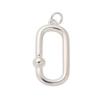 925 Sterling Silver Rectangle Balll Pendants, with Jump Rings, Silver, 20.5x10.5x3.5mm, Hole: 2mm