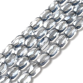 Transparent Electroplate Glass Beads Strands, Faceted, Pearl Luster Plated, Oval, Dark Slate Gray, 7x4.5x3mm, Hole: 0.9mm, about 78~81pcs/strand, 22.83 inch(58cm)