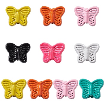 Spray Painted Alloy Beads, Butterfly, Mixed Color, 5x6.5x3mm, Hole: 1.2mm