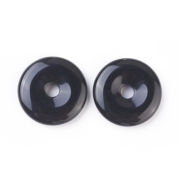 Natural Obsidian Pendants, Donut/Pi Disc, Donut Width: 12~12.5mm, 30~31x6~7mm, Hole: 6mm