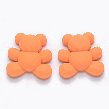 Opaque Resin Cabochons, Bear, Dark Orange, 24x24x8mm
