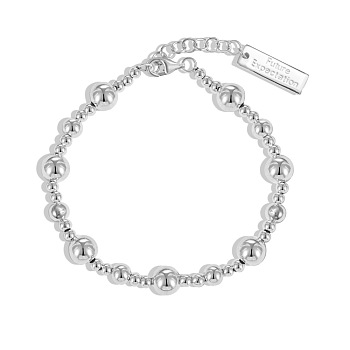 S925 Sterling Silver Round Beaded Bracelets, Silver, 6-3/4 inch(17cm)