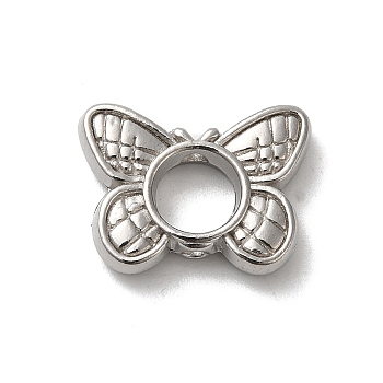 304 Stainless Steel Bead Frames, Butterfly, Stainless Steel Color, 11.5x15.5x3.5mm, Hole: 5.5mm, Inner Diameter: 5mm