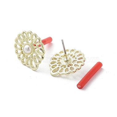 Rack Plating Golden Alloy with ABS Pearl Stud Earring Findings(EJEW-B036-03G-17)-2