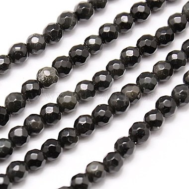 4mm Black Round Obsidian Beads
