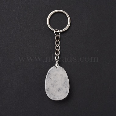 Natural Quartz Crystal Teardrop with Spiral Pendant Keychain(KEYC-A031-02P-06)-4