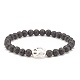 Natural Lava Rock Stretch Bracelet with Alloy Peace Sign Beaded(BJEW-JB08309-05)-1