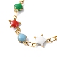 Enamel Star & Heart Link Chain Bracelet(BJEW-H585-02G)-2