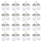10Pcs Alloy Rhinestone Pendants, with ABS Plastic Pearl, UV Plated, Cherry, Platinum, 20.5x17.5x9mm, Hole: 1.8mm(FIND-YW0010-96P)