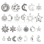96Pcs 24 Style Tibetan Style Alloy Pendants, Mixed Shapes, Antique Silver, 14~29x11.5~26x1.5~4mm, Hole: 1.5~2.5mm, 4pcs/style(TIBEP-FG0001-07)