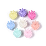Opaque Plastic Beads, Heart & Crown, Mixed Color, 24x21x14mm, Hole: 2.8mm, about 150pcs/500g(KY-N025-24)