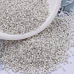 MIYUKI Delica Beads, Cylinder, Japanese Seed Beads, 11/0, (DB0551) Bright Sterling Plated, 1.3x1.6mm, Hole: 0.8mm, about 2000pcs/bottle, 10g/bottle(SEED-JP0008-DB0551)