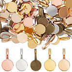 200Pcs 5 Colors Alloy Glue-on Flat Pad Bails for Pendant Making, Flat Round, Mixed Color, 18x9x5mm, Hole: 6x3mm, 4pcs/color(FIND-DR0001-48)