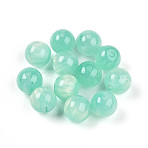 Resin Beads, Round, Two Tone, Aquamarine, 12mm, Hole: 2mm(RESI-YW0004-28C-02)