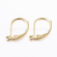 304 Stainless Steel Leverback Earring Findings, with Loop, Golden, 10x15x2mm, Hole: 1mm(STAS-L190-14G)