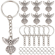 DIY Angel Charm Keychain Making Kits, Including Tibetan Style Alloy Pendants, Iron Split Key Rings, Antique Silver & Platinum, 90pcs/box(DIY-SC0019-04)