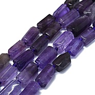 Natural Amethyst Beads Strands, Nuggets, 6~12x6~7mm, Hole: 0.8mm, about 26~35pcs/strand, 15.55''~16.14''(39.5~41cm)(G-O170-127)