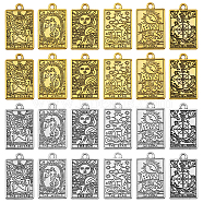 24Pcs 12 Styles Rack Plating Alloy Pendants, Tarot Charms, Antique Silver & Golden, 23~23.5x14~14.5x1.5mm, Hole: 1.8~2mm, 2pcs/style(FIND-CA0008-17)