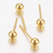 304 Stainless Steel Stud Earrings, Hypoallergenic Earrings, Round, Golden, 16x4mm, Pin: 0.8mm(EJEW-F155-02G-B)