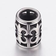 304 Stainless Steel Beads, Column, Antique Silver, 12x9mm, Hole: 6mm(STAS-P173-106AS)