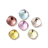 Glass Rhinestone Cabochons, Point Back & Back Plated, Faceted, Square, Mixed Color, 5x5x2mm(RGLA-P037-07A-D)