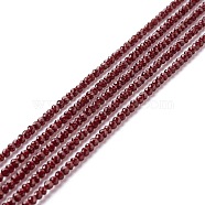 Transparent Glass Beads Strands, Faceted, Round, FireBrick, 3mm, Hole: 0.8mm, about 127~139pcs/strand, 14.09~14.53 inch(35.8~36.9cm)(GLAA-C019-01B-11)
