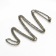 Brass Cable Chains Necklaces, Antique Bronze, 23.6 inch(60cm)(MAK-R019-AB)
