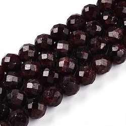 Natural Garnet Beads Strands, Round with Faceted, 5.6~6.5mm, Hole: 0.8mm, about 32~33pcs/strand, 7.60~7.83''(19.3~19.9cm)(G-S345-6mm-37)