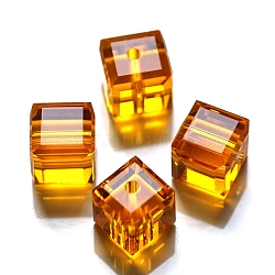 K9 Glass, Imitation Austrian Crystal Beads, Grade AAA, Faceted, Cube, Orange, 8x8x8mm(size within the error range of 0.5~1mm), Hole: 0.9~1.6mm(SWAR-F074-8x8mm-08)