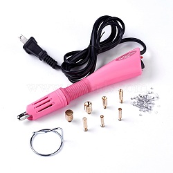 Hotfix Rhinestone Applicator Tool, US Plug, with Random Color SS16 Rhinestone, Hot Pink, 18.5x4x2.3cm(TOOL-J011-04A)