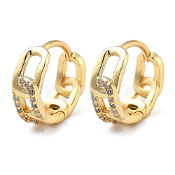 Brass Micro Pave Clear Cubic Zirconia Hoop Earrings for Women, Dragon, Golden, 12.5x4.5(EJEW-U029-01G-04)